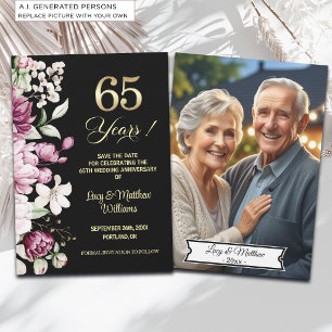 Save The Date Photo élégant d'anniversaire de mariage de 65 ans