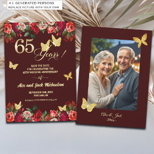 Save The Date Photo élégant d'anniversaire de mariage de 65 ans