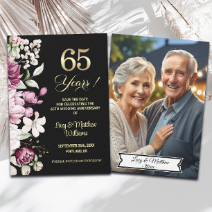 Save The Date Photo élégant d'anniversaire de mariage de 65 ans 
