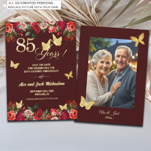 Save The Date Photo élégant d'anniversaire de mariage de 85 ans