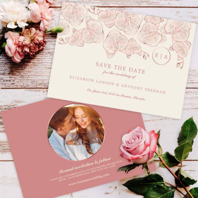 Save The Date Photo : Elegant Dusty Rose Floral Mariage (Créateur téléchargé)