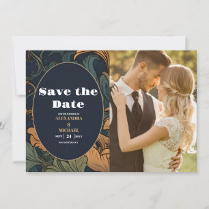 Save The Date Photo Elegant Floral Art Nouveau Mariage