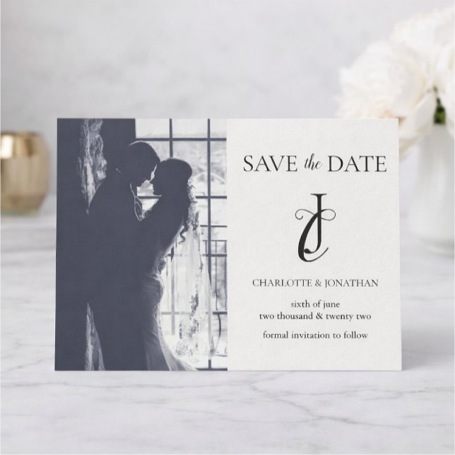 Save The Date Photo Élégant Mariage Classique Sauvegarder La Dat (Créateur téléchargé)