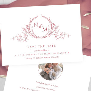 Save The Date Photo : Elegant Mariage Monogramme Bourgogne