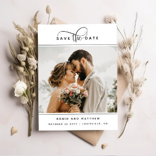 Save The Date Photo, Élégant Mariage Romantique Moderne et Minim