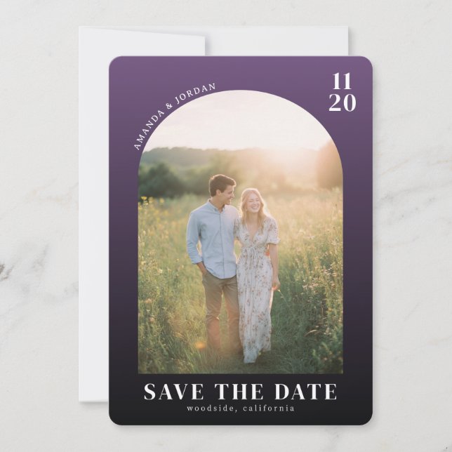 Save The Date Photo Élégant Violet Romantique (Devant)