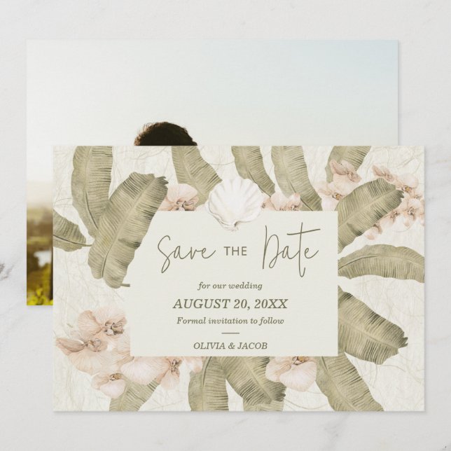 Save The Date Photo élégante de la plage côtière (Devant / Derrière)