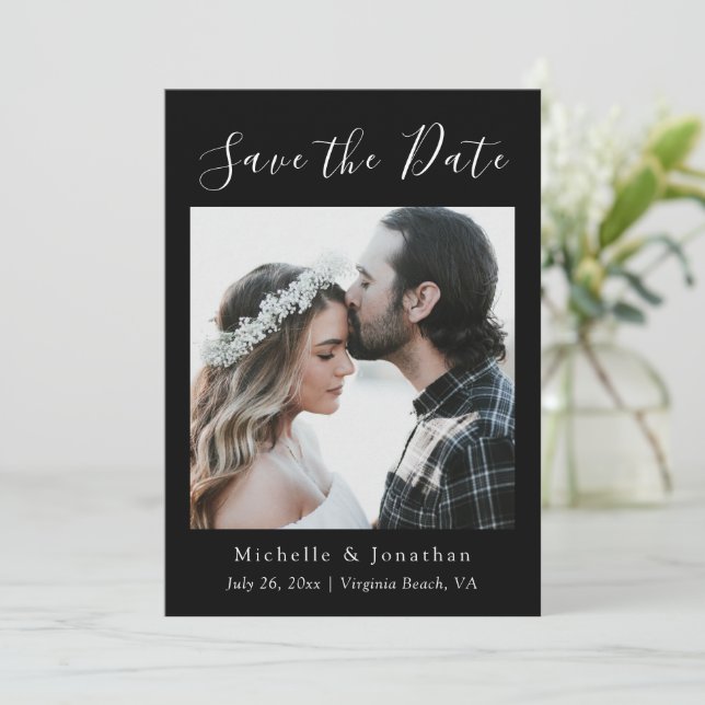 Save The Date Photo en noir et blanc Bible Verse Mariage chrétie (Debout devant)
