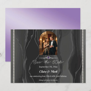 Save The Date Photo en soie noire pour anniversaire conjoint de