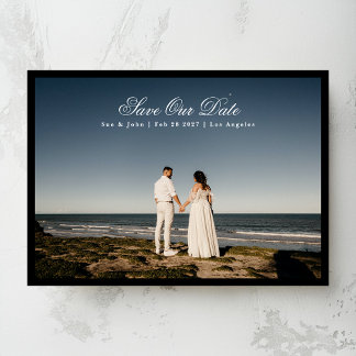 Save The Date Photo encadré noir de calligraphie classique tradi