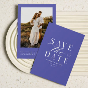 Save The Date Photo Enregistrer la date Purple Lavender QR Codes