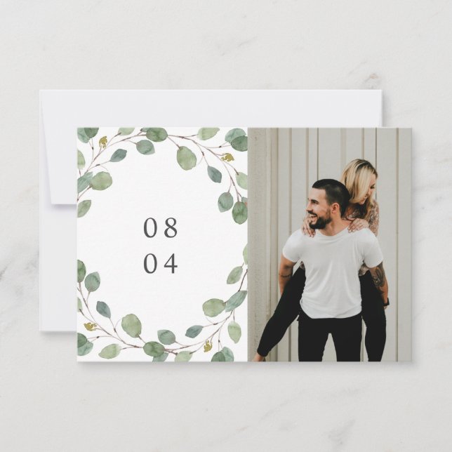 Save The Date Photo Feuille de l'aquarelle du cadre botanique (Devant)