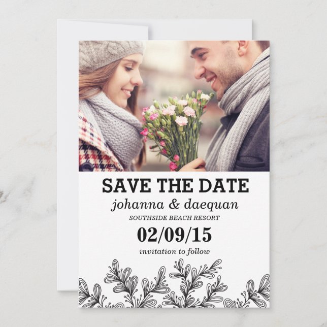 Save The Date photo feuille enregistrer la date (Devant)
