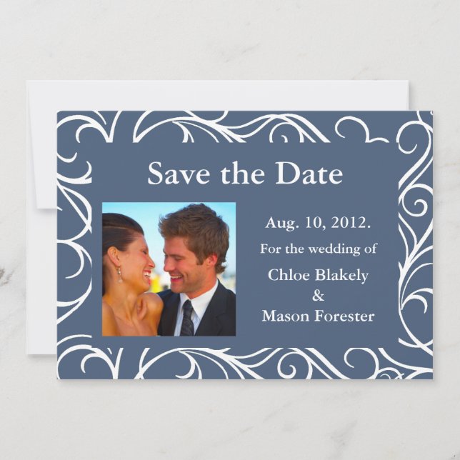 Save The Date Photo & Flèches Enregistrer la date (bleu) (Devant)