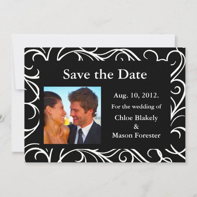Save The Date Photo & Flèches Enregistrer la date (noir) (Devant)