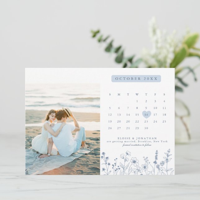 Save The Date Photo Fleur sauvage minimaliste simple (Debout devant)