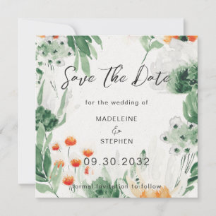 Save The Date Photo Fleur sauvage verte et orange