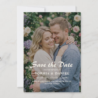 Save The Date Photo Floral de Pivoine Rose Poussiéreuse Rustique