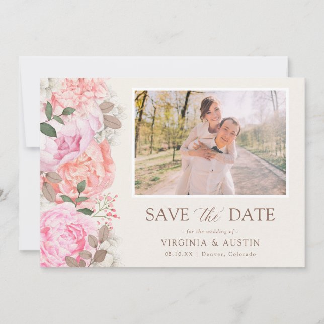 Save The Date Photo floral élégant (Devant)