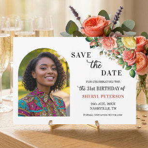 Save The Date Photo Floral Élégant Fête d'anniversaire 31 ans