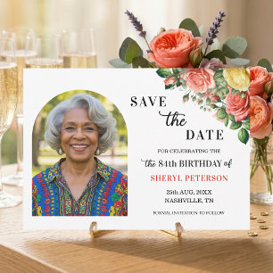 Save The Date Photo Floral Élégant Fête des 84 ans