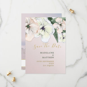 Save The Date Photo Floral Magnolia Blush Enregistrer La Date