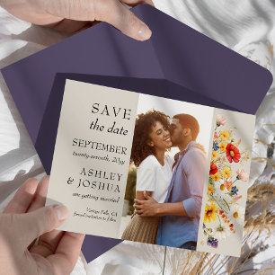 Save The Date Photo floral vertical de mariage champêtre avec de