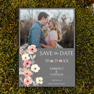 Save The Date Photo florale Boho moderne Enregistrer la date G