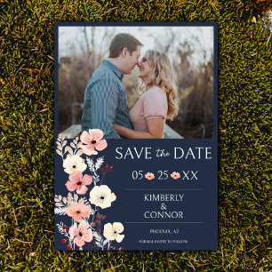 Save The Date Photo florale Boho moderne Enregistrer la date M