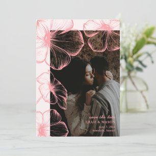 Save The Date Photo florale rose moderne Mariage élégant