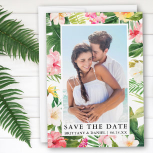 Save The Date Photo Florale Tropicale Moderne Enregistrer La Car