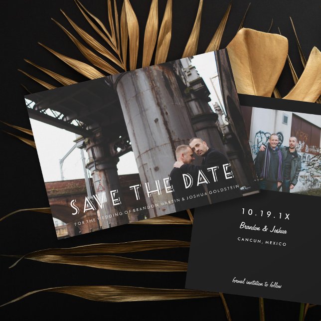 Save The Date Photo Gay Retro Art Déco Enregistrer la date (Créateur téléchargé)