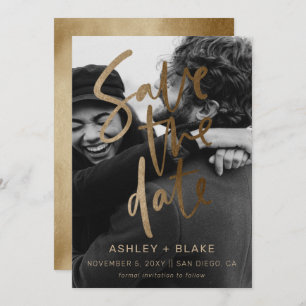 Save The Date Photo Gold Simple manuscrite calligraphie