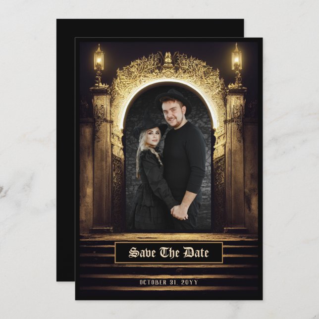 Save The Date Photo gothique élégante Enregistrer la date (Devant / Derrière)