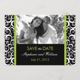 Save The Date Photo Green Swirl Enregistrer la date