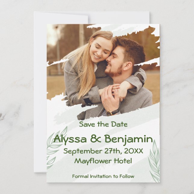 Save The Date Photo Green Torn (Devant)