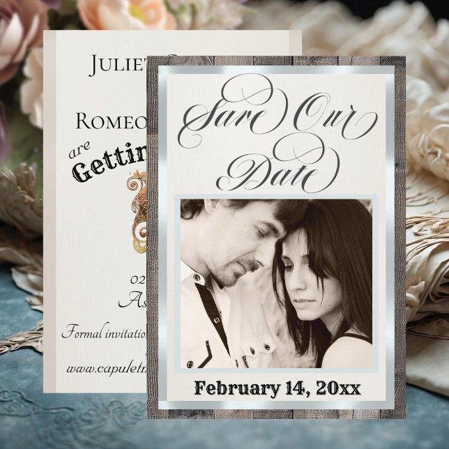 Save The Date Photo & Heart - Crème (Créateur téléchargé)