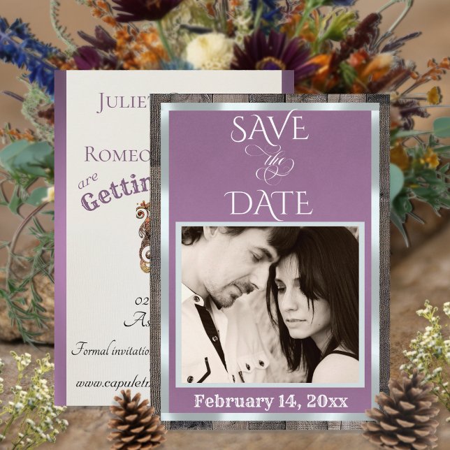 Save The Date Photo & Heart - Lavande (Créateur téléchargé)