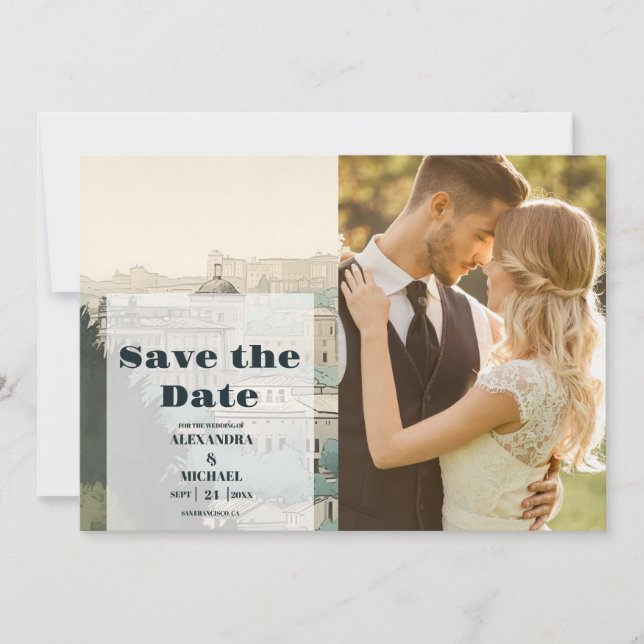 Save The Date Photo Italie Rome Destination Mariage (Devant)