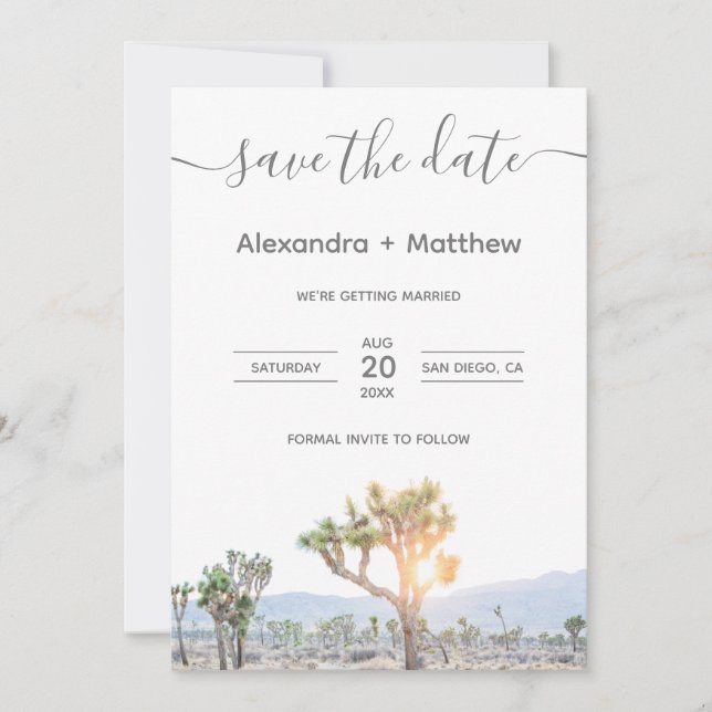 Save The Date Photo Joshua Tree Boho Wedding Enregistrer la date (Devant)