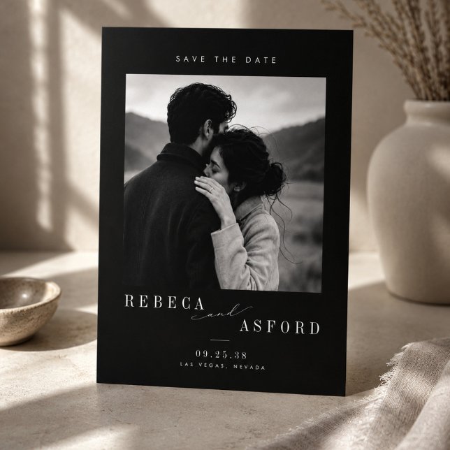 Save The Date Photo Luxueux Noir & Blanc (Créateur téléchargé)