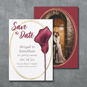 Save The Date Photo Magenta Calla Lily Mariage d'aquarelle