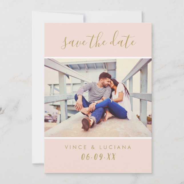 Save The Date Photo manuscrite de Blush Gold (Devant)