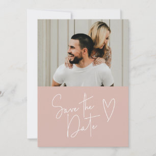 Save The Date Photo manuscrite manuscrite de Dusty Pink Sauvez l