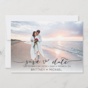 Save The Date Photo manuscrite Modern Black Enregistrer la date