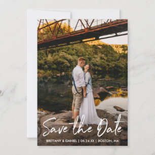Save The Date Photo manuscrite Script Couple