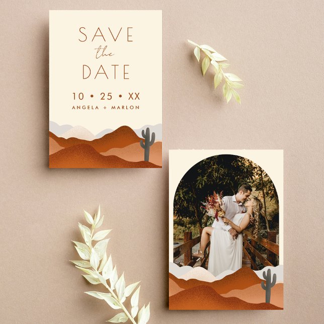 Save The Date Photo Mariage Arc du désert de Boho moderne (Créateur téléchargé)