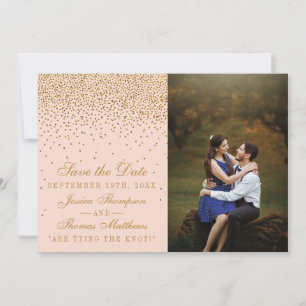 Save The Date Photo Mariage Blush Pink & Glam Gold