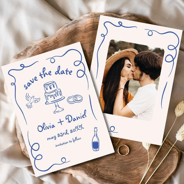 Save The Date Photo Mariage de la Mer Bleue de la Marine (Créateur téléchargé)