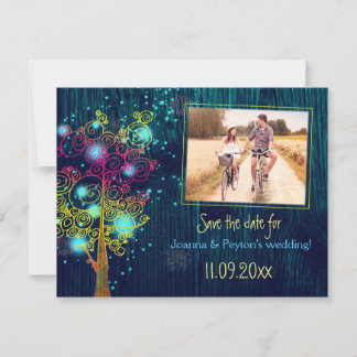Save The Date Photo Mariage de l'arbre bleu de minuit Enregistre